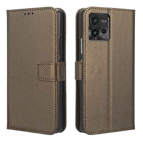 Coque Portefeuille Livre Cuir Etui Clapet BY1 pour Motorola Moto G72 Marron