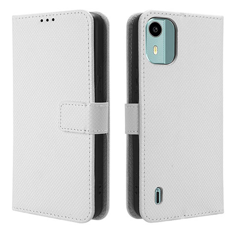 Coque Portefeuille Livre Cuir Etui Clapet BY1 pour Nokia C12 Pro Blanc