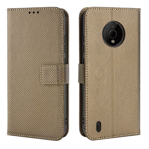 Coque Portefeuille Livre Cuir Etui Clapet BY1 pour Nokia C200 Marron