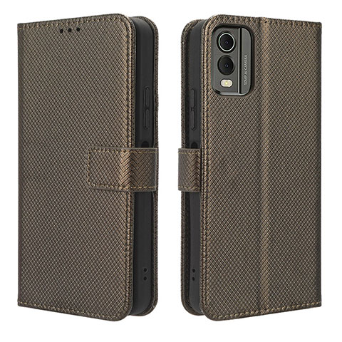 Coque Portefeuille Livre Cuir Etui Clapet BY1 pour Nokia C32 Marron