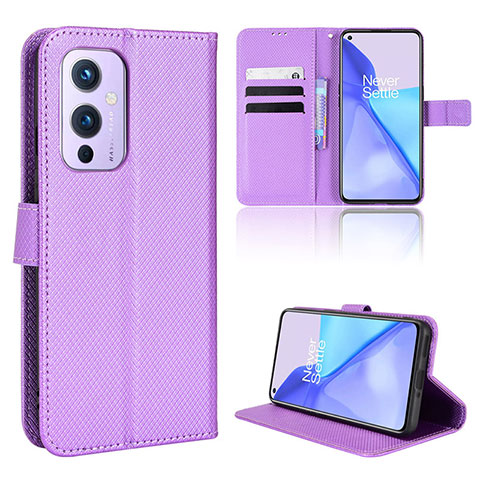 Coque Portefeuille Livre Cuir Etui Clapet BY1 pour OnePlus 9 5G Violet