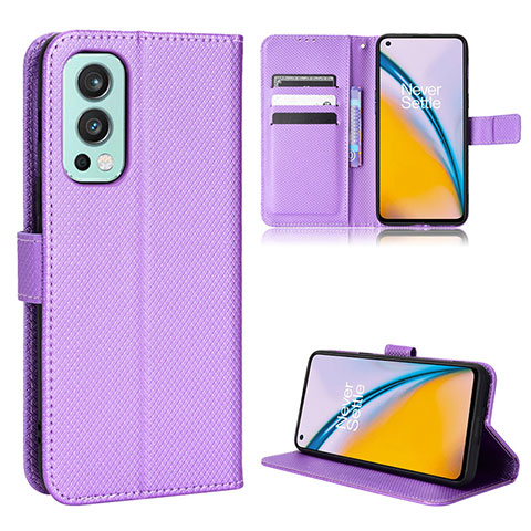 Coque Portefeuille Livre Cuir Etui Clapet BY1 pour OnePlus Nord 2 5G Violet