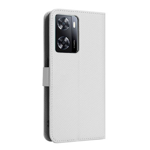 Coque Portefeuille Livre Cuir Etui Clapet BY1 pour Oppo A57 4G Blanc