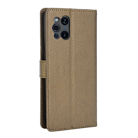 Coque Portefeuille Livre Cuir Etui Clapet BY1 pour Oppo Find X3 5G Marron