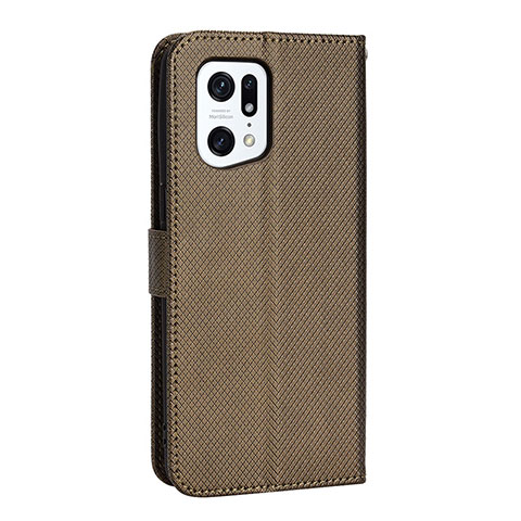 Coque Portefeuille Livre Cuir Etui Clapet BY1 pour Oppo Find X5 Pro 5G Marron