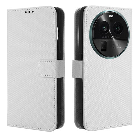 Coque Portefeuille Livre Cuir Etui Clapet BY1 pour Oppo Find X6 Pro 5G Blanc