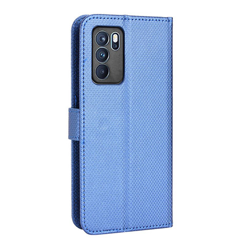 Coque Portefeuille Livre Cuir Etui Clapet BY1 pour Oppo Reno6 Pro 5G India Bleu