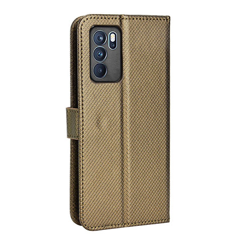 Coque Portefeuille Livre Cuir Etui Clapet BY1 pour Oppo Reno6 Pro 5G India Marron