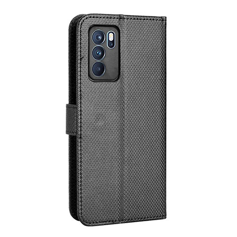 Coque Portefeuille Livre Cuir Etui Clapet BY1 pour Oppo Reno6 Pro 5G India Noir