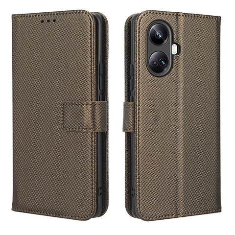 Coque Portefeuille Livre Cuir Etui Clapet BY1 pour Realme 10 Pro+ Plus 5G Marron