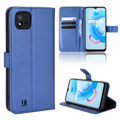 Coque Portefeuille Livre Cuir Etui Clapet BY1 pour Realme C11 (2021) Bleu