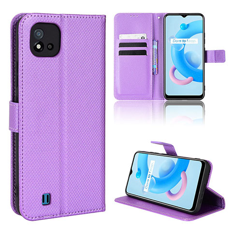 Coque Portefeuille Livre Cuir Etui Clapet BY1 pour Realme C11 (2021) Violet