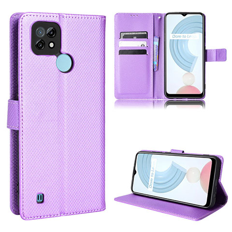 Coque Portefeuille Livre Cuir Etui Clapet BY1 pour Realme C21 Violet