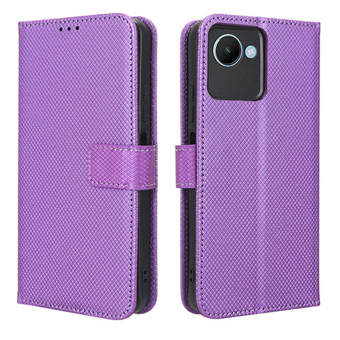 Coque Portefeuille Livre Cuir Etui Clapet BY1 pour Realme C30 Violet