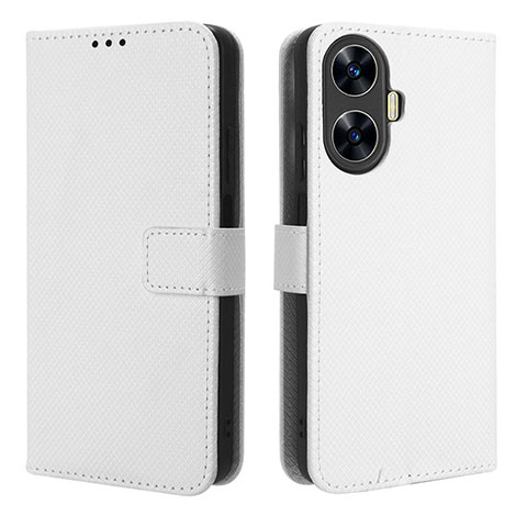 Coque Portefeuille Livre Cuir Etui Clapet BY1 pour Realme C55 Blanc