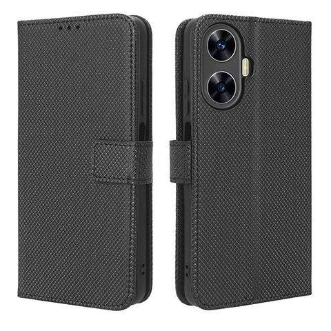 Coque Portefeuille Livre Cuir Etui Clapet BY1 pour Realme C55 Noir