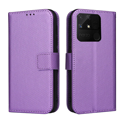 Coque Portefeuille Livre Cuir Etui Clapet BY1 pour Realme Narzo 50A Violet