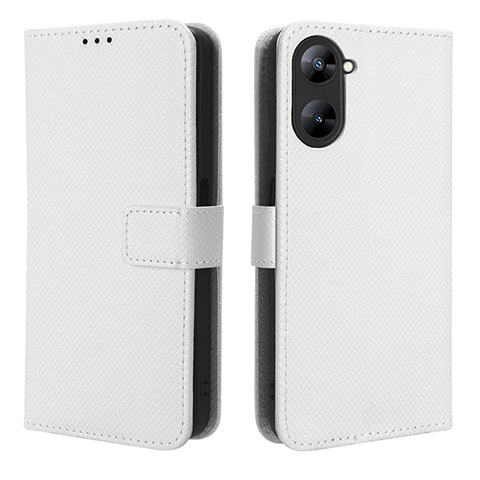 Coque Portefeuille Livre Cuir Etui Clapet BY1 pour Realme Q5x 5G Blanc