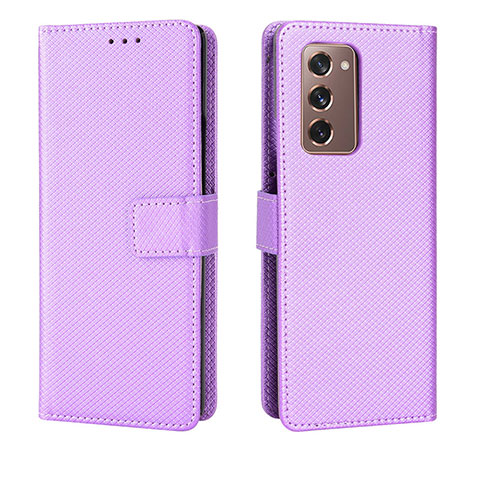 Coque Portefeuille Livre Cuir Etui Clapet BY1 pour Samsung Galaxy Z Fold2 5G Violet