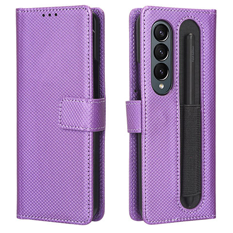 Coque Portefeuille Livre Cuir Etui Clapet BY1 pour Samsung Galaxy Z Fold3 5G Violet