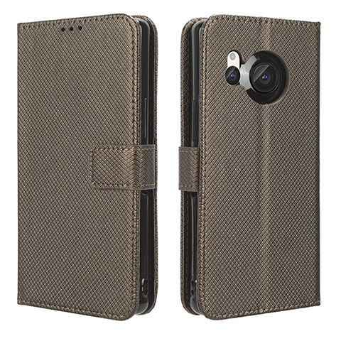 Coque Portefeuille Livre Cuir Etui Clapet BY1 pour Sharp Aquos R8s Marron