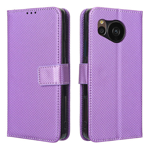 Coque Portefeuille Livre Cuir Etui Clapet BY1 pour Sharp Aquos Sense7 Violet