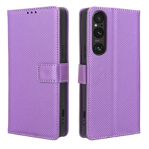 Coque Portefeuille Livre Cuir Etui Clapet BY1 pour Sony Xperia 1 V Violet