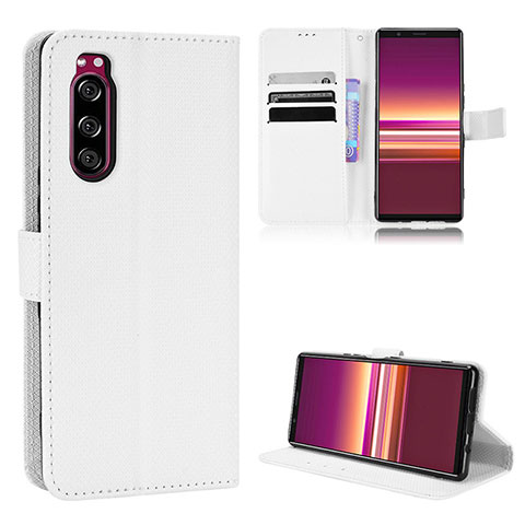 Coque Portefeuille Livre Cuir Etui Clapet BY1 pour Sony Xperia 5 Blanc