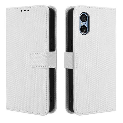 Coque Portefeuille Livre Cuir Etui Clapet BY1 pour Sony Xperia 5 V Blanc