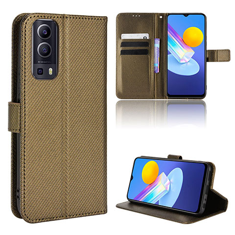 Coque Portefeuille Livre Cuir Etui Clapet BY1 pour Vivo iQOO Z3 5G Marron