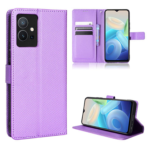 Coque Portefeuille Livre Cuir Etui Clapet BY1 pour Vivo iQOO Z6 5G Violet