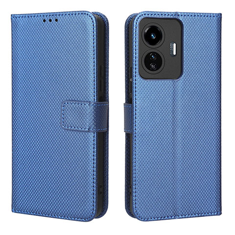 Coque Portefeuille Livre Cuir Etui Clapet BY1 pour Vivo iQOO Z6 Lite 5G Bleu