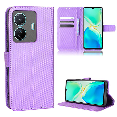 Coque Portefeuille Livre Cuir Etui Clapet BY1 pour Vivo T1 Pro 5G Violet