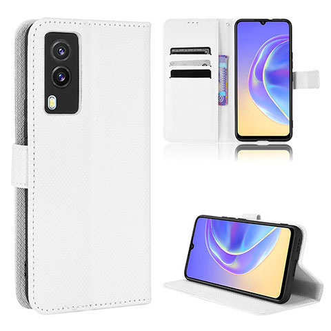 Coque Portefeuille Livre Cuir Etui Clapet BY1 pour Vivo V21e 5G Blanc