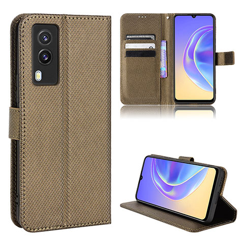 Coque Portefeuille Livre Cuir Etui Clapet BY1 pour Vivo V21e 5G Marron