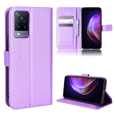 Coque Portefeuille Livre Cuir Etui Clapet BY1 pour Vivo V21s 5G Violet