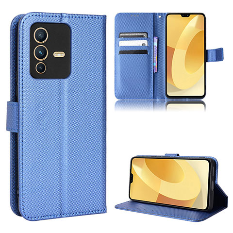 Coque Portefeuille Livre Cuir Etui Clapet BY1 pour Vivo V23 5G Bleu