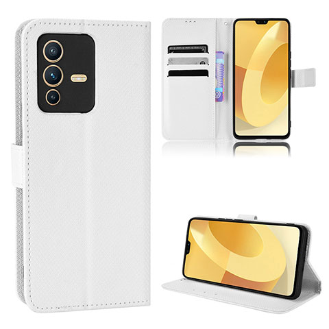 Coque Portefeuille Livre Cuir Etui Clapet BY1 pour Vivo V23 Pro 5G Blanc