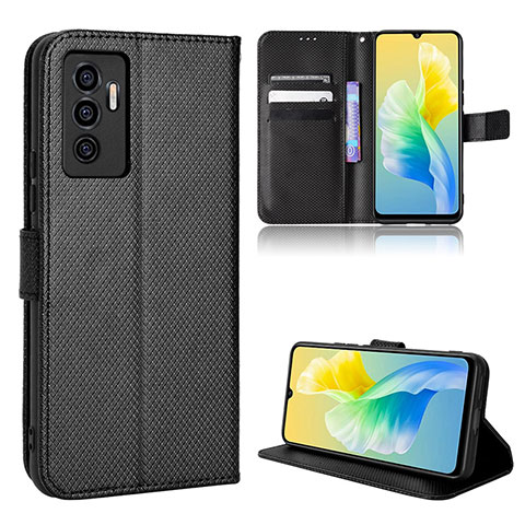 Coque Portefeuille Livre Cuir Etui Clapet BY1 pour Vivo V23e 5G Noir