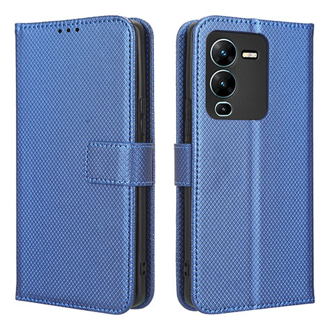 Coque Portefeuille Livre Cuir Etui Clapet BY1 pour Vivo V25 Pro 5G Bleu