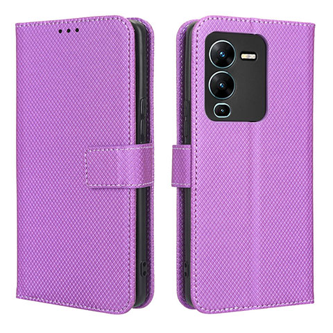 Coque Portefeuille Livre Cuir Etui Clapet BY1 pour Vivo V25 Pro 5G Violet