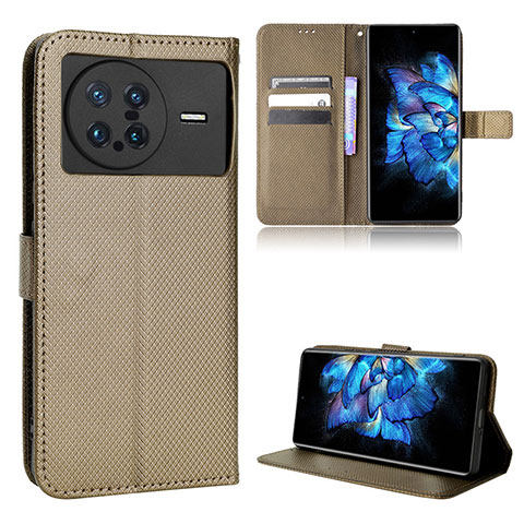 Coque Portefeuille Livre Cuir Etui Clapet BY1 pour Vivo X Note Marron