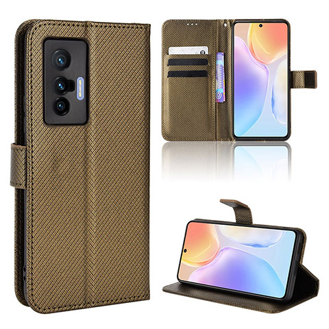 Coque Portefeuille Livre Cuir Etui Clapet BY1 pour Vivo X70 5G Marron