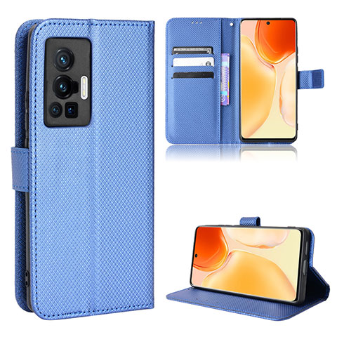 Coque Portefeuille Livre Cuir Etui Clapet BY1 pour Vivo X70 Pro 5G Bleu