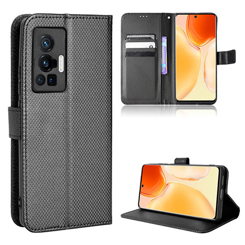 Coque Portefeuille Livre Cuir Etui Clapet BY1 pour Vivo X70 Pro 5G Noir