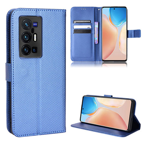 Coque Portefeuille Livre Cuir Etui Clapet BY1 pour Vivo X70 Pro+ Plus 5G Bleu