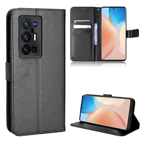 Coque Portefeuille Livre Cuir Etui Clapet BY1 pour Vivo X70 Pro+ Plus 5G Noir