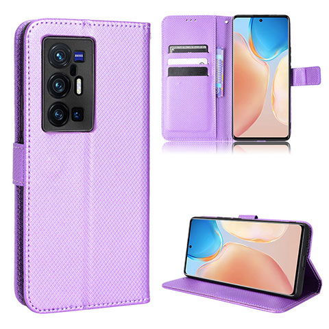 Coque Portefeuille Livre Cuir Etui Clapet BY1 pour Vivo X70 Pro+ Plus 5G Violet