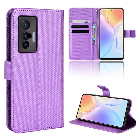 Coque Portefeuille Livre Cuir Etui Clapet BY1 pour Vivo X70t Violet