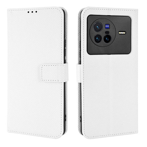 Coque Portefeuille Livre Cuir Etui Clapet BY1 pour Vivo X80 5G Blanc